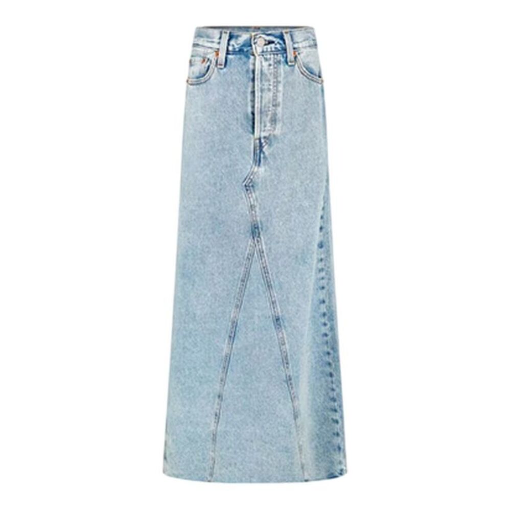 Levis Womens/Ladies Iconic Split Denim Regular Maxi Skirt / Stone Blue